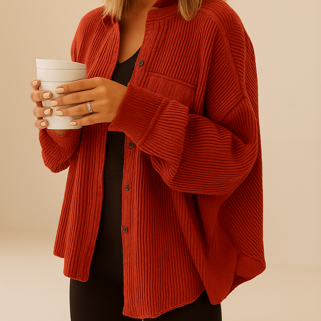 WAFFLE KNIT BUTTON DOWN