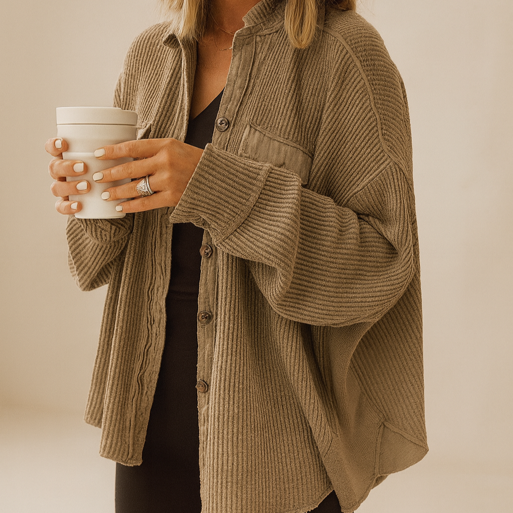 WAFFLE KNIT BUTTON DOWN