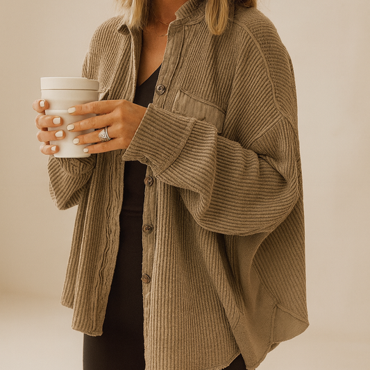 WAFFLE KNIT BUTTON DOWN