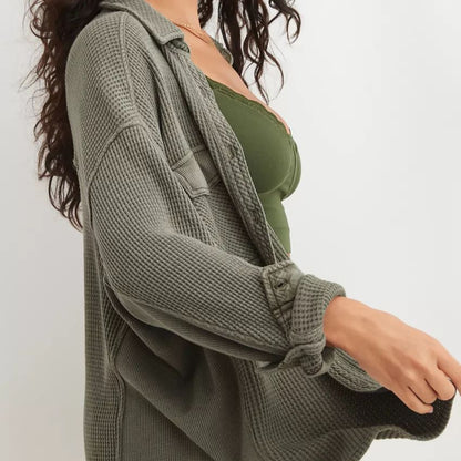 WAFFLE KNIT BUTTON DOWN