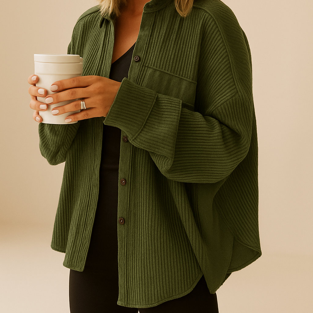 WAFFLE KNIT BUTTON DOWN