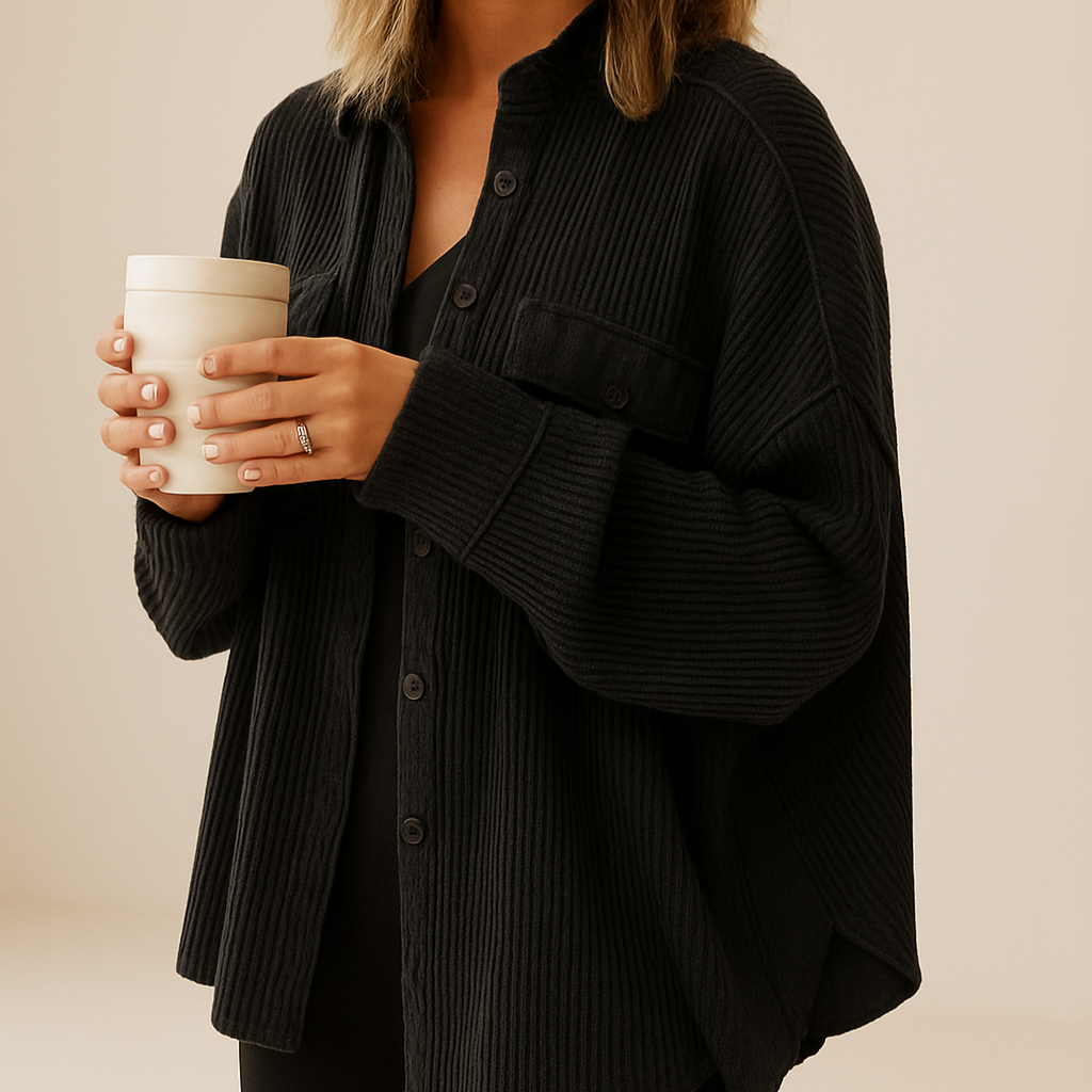 WAFFLE KNIT BUTTON DOWN