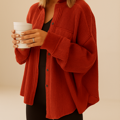 WAFFLE KNIT BUTTON DOWN