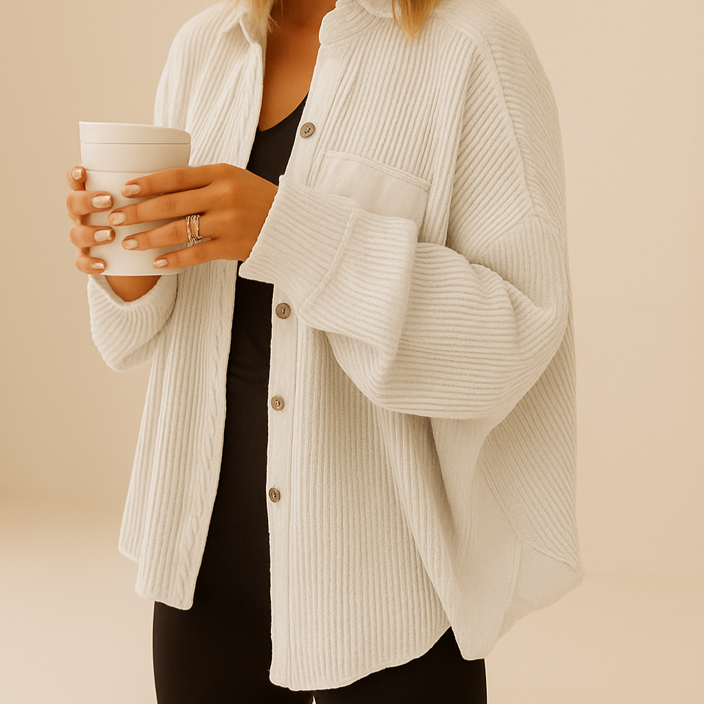 WAFFLE KNIT BUTTON DOWN